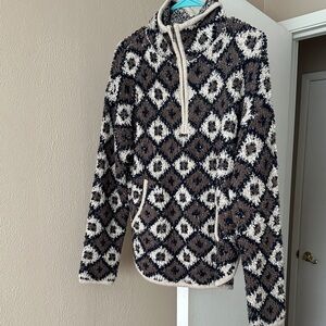 Madewell Black and Cream Turtleneck Sweater